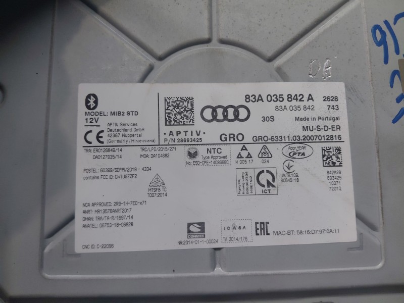 Recambio de sistema audio / radio cd para audi q3 (f3b) 35 tdi referencia OEM IAM 83A035842A  