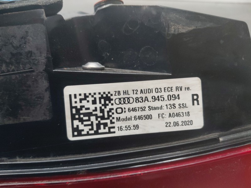 Recambio de piloto trasero derecho interior para audi q3 (f3b) 35 tdi referencia OEM IAM 83A945094  