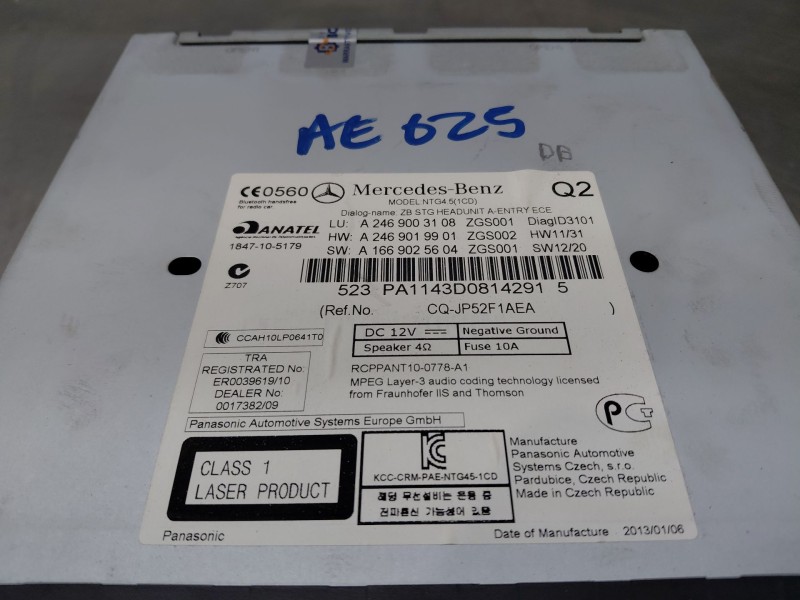 Recambio de sistema audio / radio cd para mercedes-benz clase b (w246) sport referencia OEM IAM   