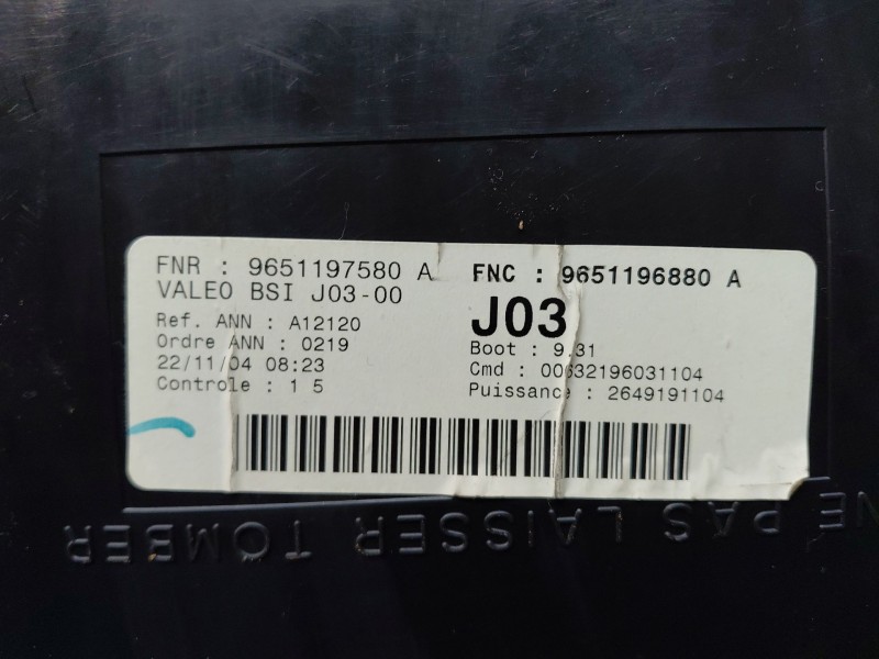 Recambio de caja reles / fusibles para peugeot 307 sw (3h) 1.6 hdi 110 referencia OEM IAM 9651197580 9651196880A 