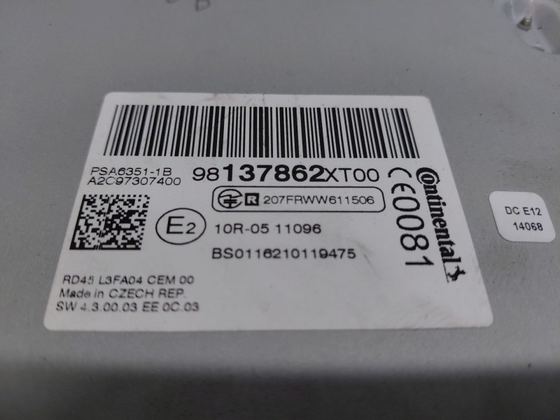 Recambio de sistema audio / radio cd para peugeot 3008 style referencia OEM IAM 1616145080 98137862XT 