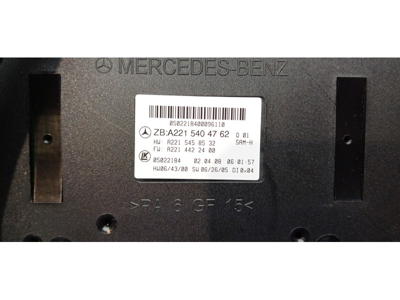 Recambio de caja reles / fusibles para mercedes clase s (w221) berlina 320 / 350 cdi (221.022) referencia OEM IAM A2215404762  