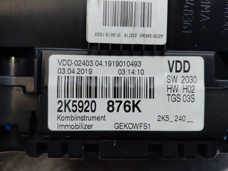 Recambio de cuadro instrumentos para volkswagen caddy iv furgoneta/monovolumen (saa, sah) 2.0 tdi referencia OEM IAM 2K5920876K 