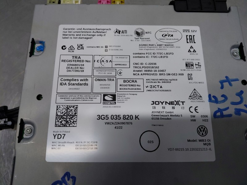 Recambio de sistema audio / radio cd para volkswagen taigo life referencia OEM IAM 3G5035820K  