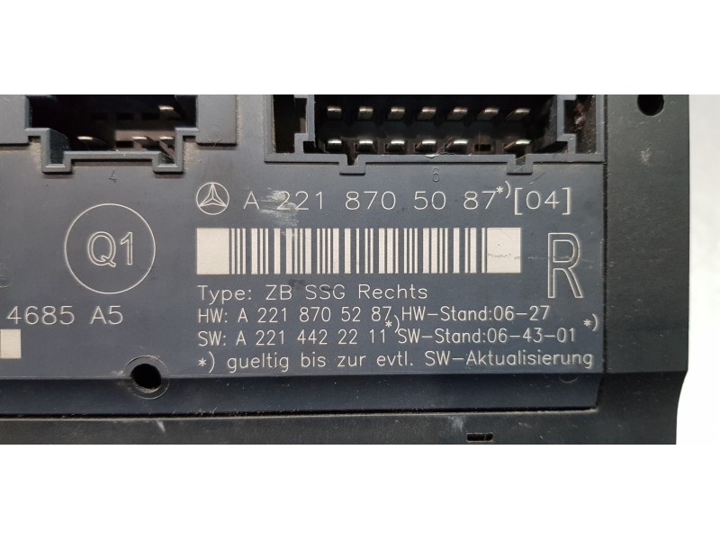 Recambio de centralita asientos para mercedes clase s (w221) berlina 320 / 350 cdi (221.022) referencia OEM IAM A2218705087  