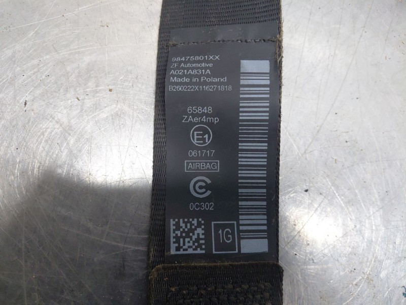 Recambio de cinturon seguridad delantero para peugeot rifter active pack referencia OEM IAM   