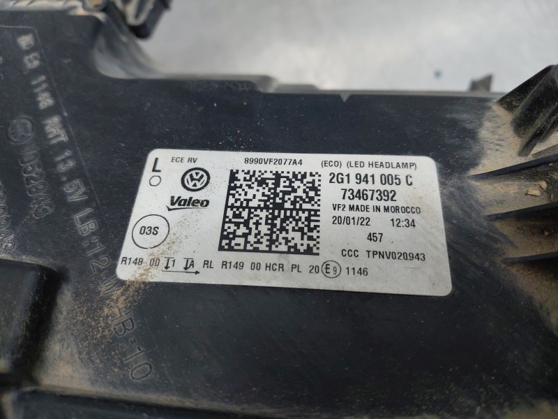 Recambio de faro izquierdo para volkswagen polo life referencia OEM IAM   