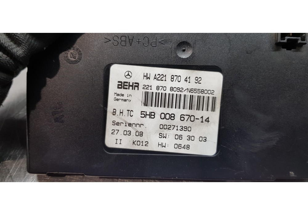 Recambio de centralita aire acondicionado para mercedes clase s (w221) berlina 320 / 350 cdi (221.022) referencia OEM IAM A22187