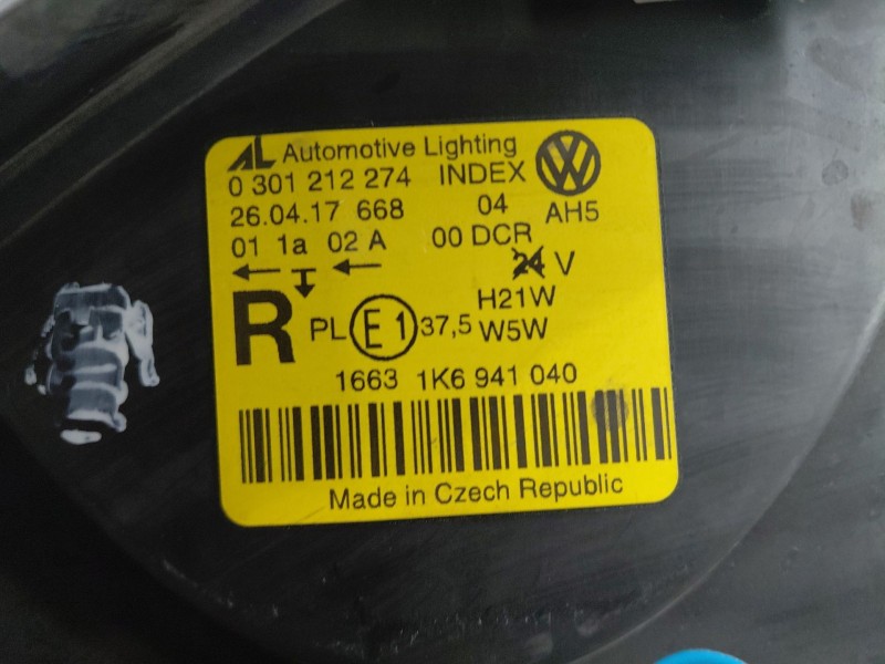Recambio de faro derecho para volkswagen golf v (1k1) 1.6 referencia OEM IAM   