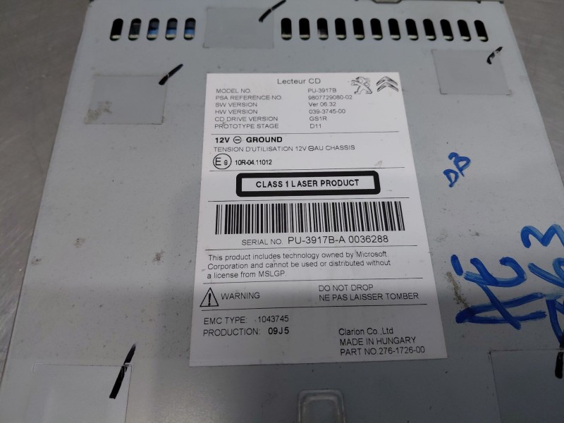 Recambio de sistema audio / radio cd para peugeot 508 active referencia OEM IAM 9807729080  