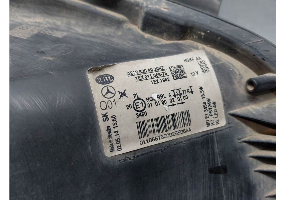 Recambio de faro izquierdo para mercedes-benz clase e (w212) lim. 220 cdi blueefficiency (212.002) referencia OEM IAM   