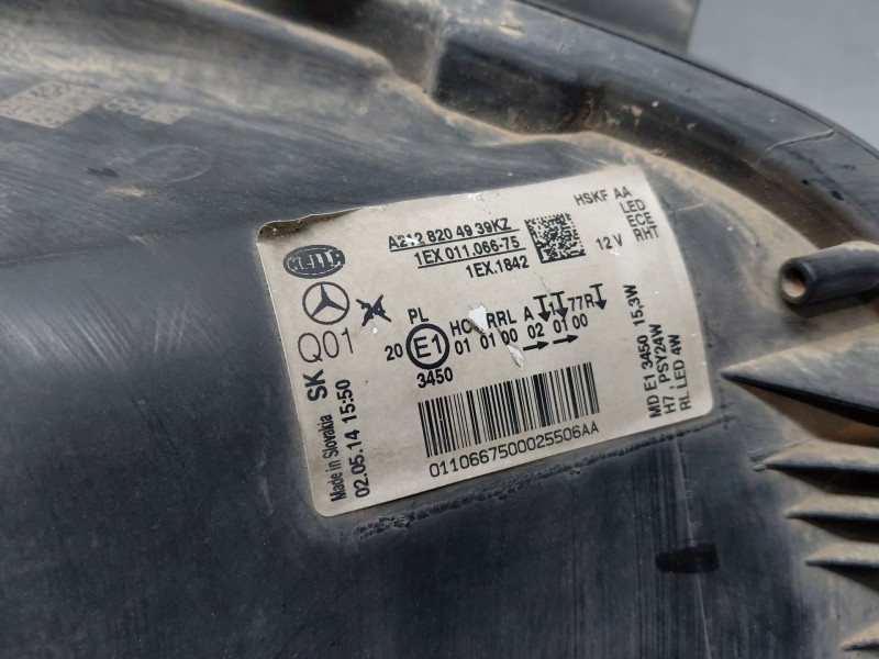 Recambio de faro izquierdo para mercedes-benz clase e (w212) lim. 220 cdi blueefficiency (212.002) referencia OEM IAM   