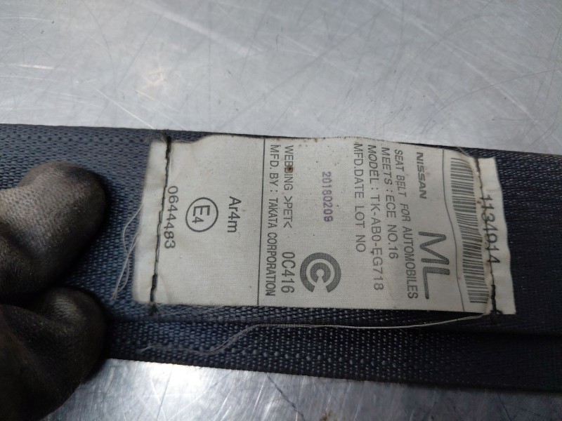 Recambio de cinturon seguridad trasero izquierdo para nissan x-trail t32 tekna referencia OEM IAM   