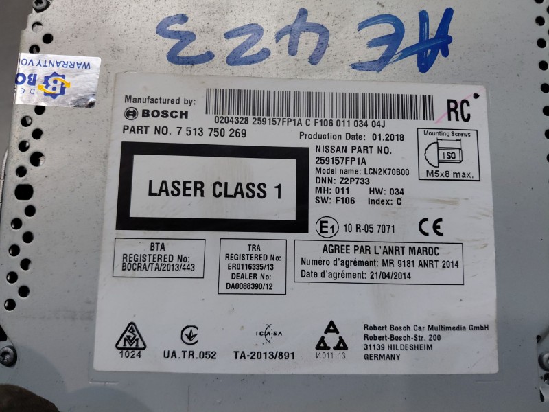 Recambio de sistema audio / radio cd para nissan x-trail t32 tekna referencia OEM IAM   