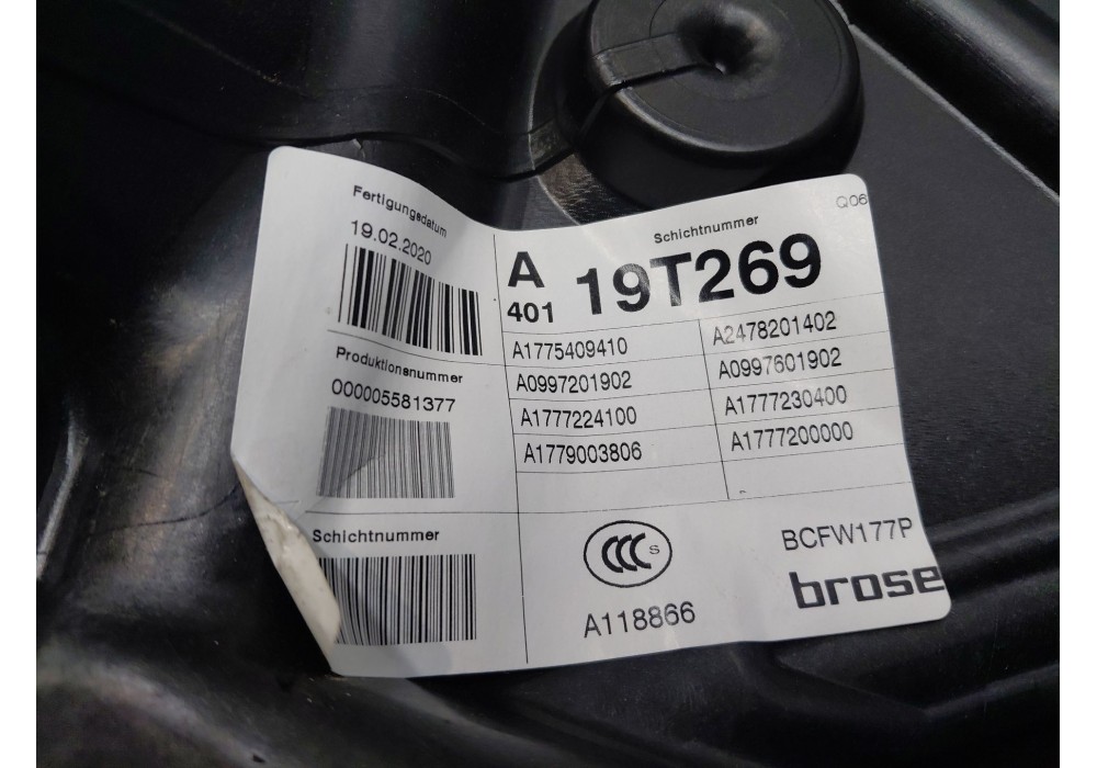 Recambio de elevalunas delantero izquierdo para mercedes-benz clase a (w177) a 180 (177.084) referencia OEM IAM   