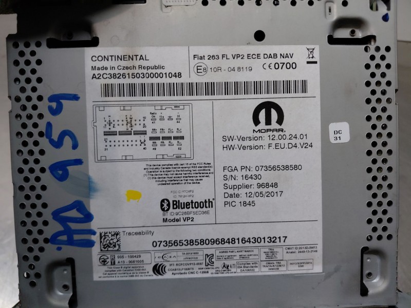 Recambio de sistema audio / radio cd para fiat doblo ii cargo (263) multijet referencia OEM IAM   