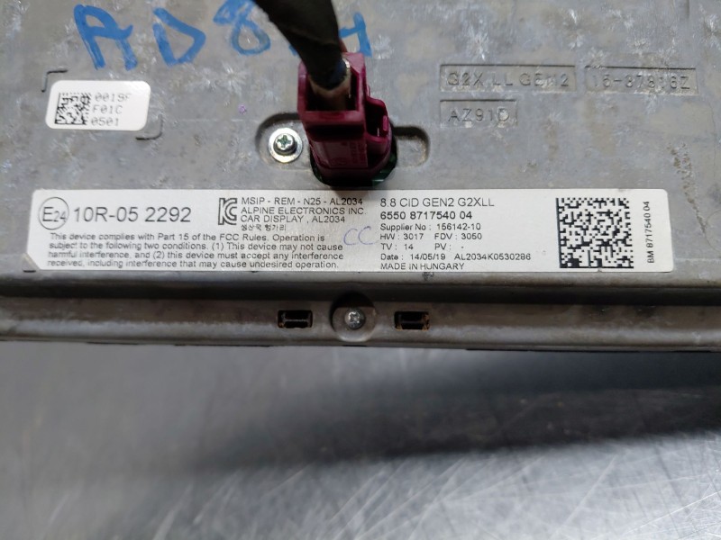 Recambio de pantalla multifuncion para bmw serie 3 berlina (g20) sport referencia OEM IAM   