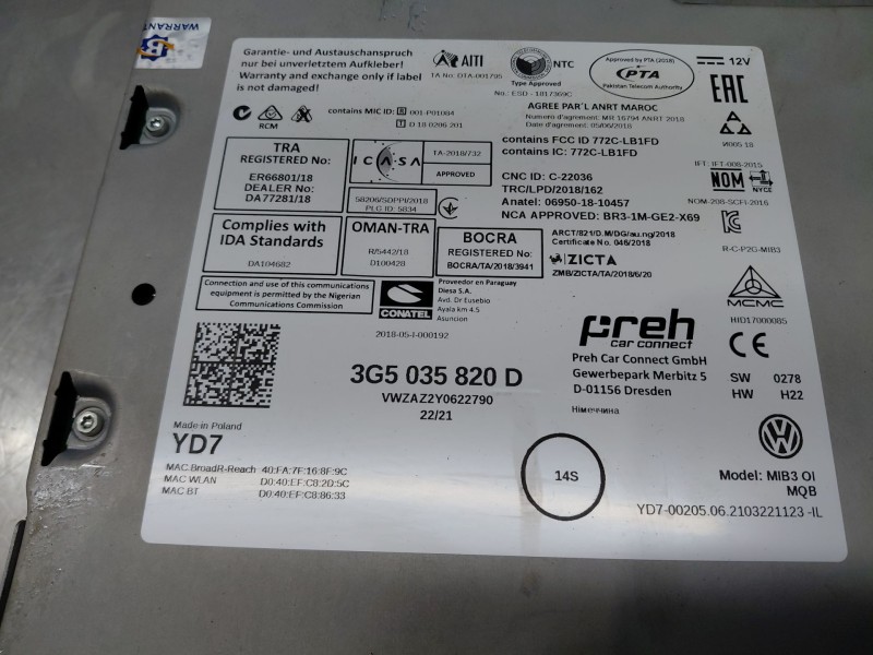 Recambio de sistema audio / radio cd para volkswagen t-cross advance referencia OEM IAM   