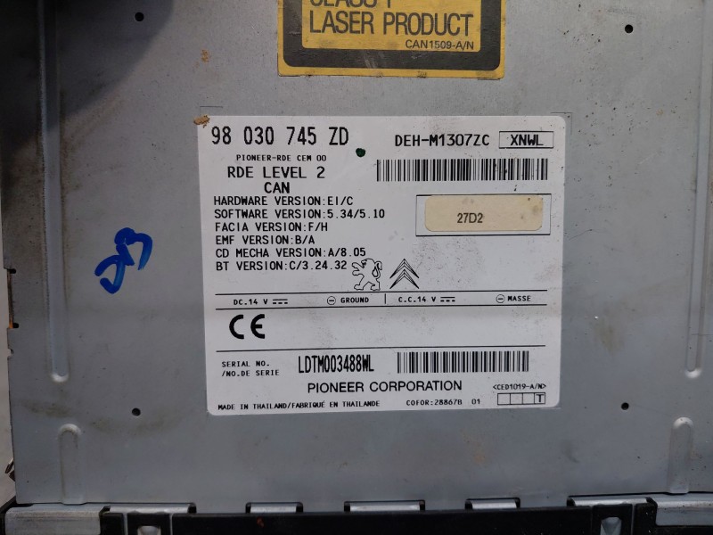 Recambio de sistema audio / radio cd para peugeot 208 acces referencia OEM IAM 98030745ZD  