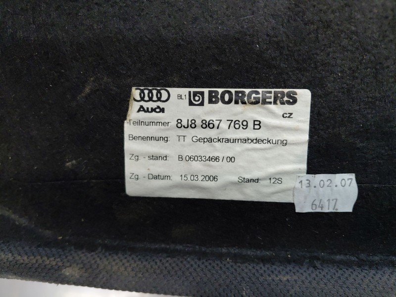 Recambio de bandeja trasera para audi tt (8j3/8j9) coupe referencia OEM IAM 8J8867769BN70  
