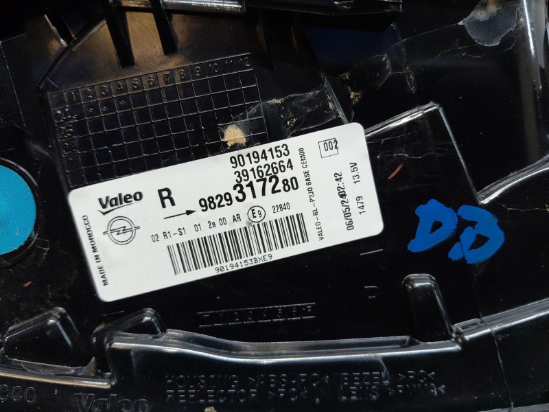 Recambio de piloto trasero derecho para opel corsa f elegance referencia OEM IAM 9829317280  