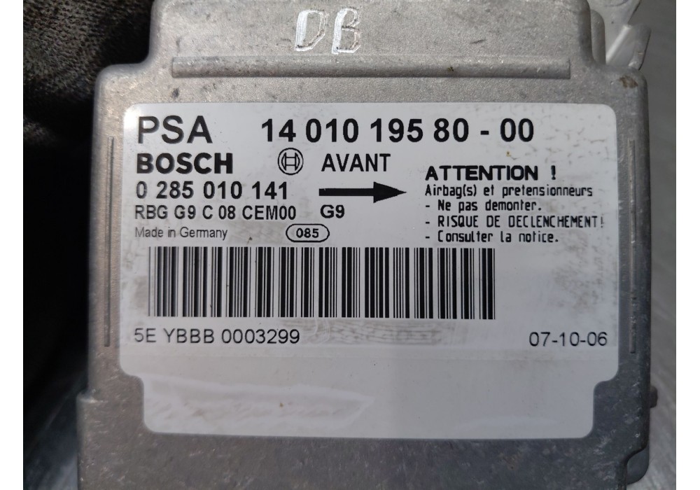 Recambio de centralita airbag para fiat scudo furgoneta (270_, 272_) 2.0 d multijet referencia OEM IAM 1401019580 0285010141 