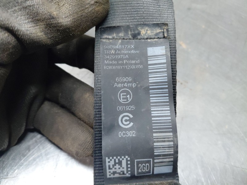 Recambio de cinturon seguridad trasero derecho para peugeot 3008 gt line referencia OEM IAM 98094817XX  