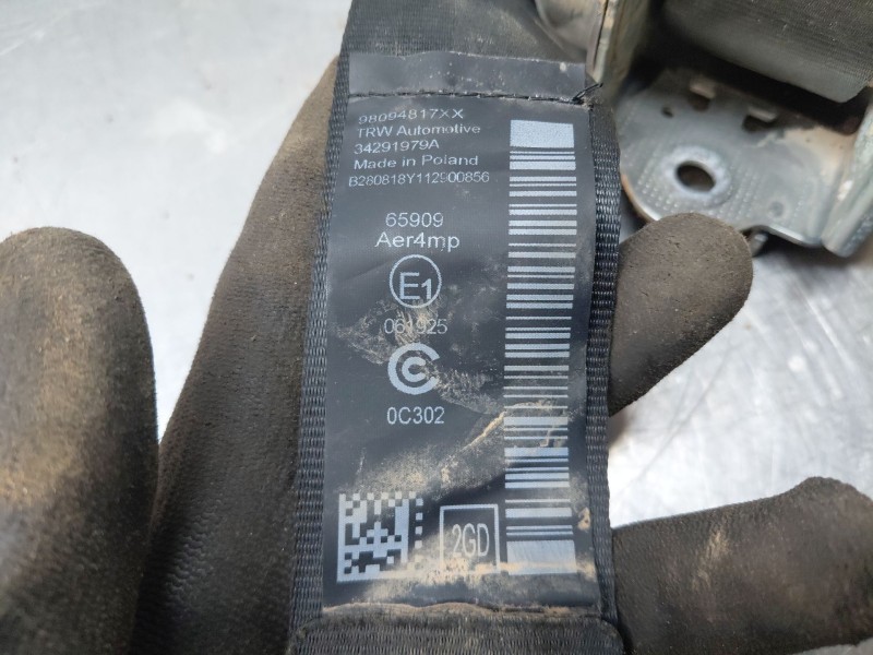 Recambio de cinturon seguridad trasero izquierdo para peugeot 3008 gt line referencia OEM IAM 98094817XX  