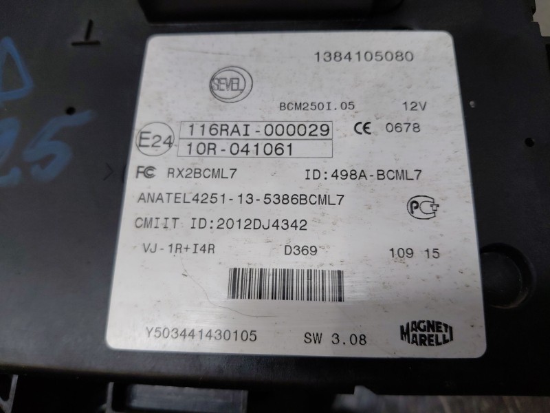 Recambio de modulo confort para fiat ducato 250 furgón multijet referencia OEM IAM 1384105080  