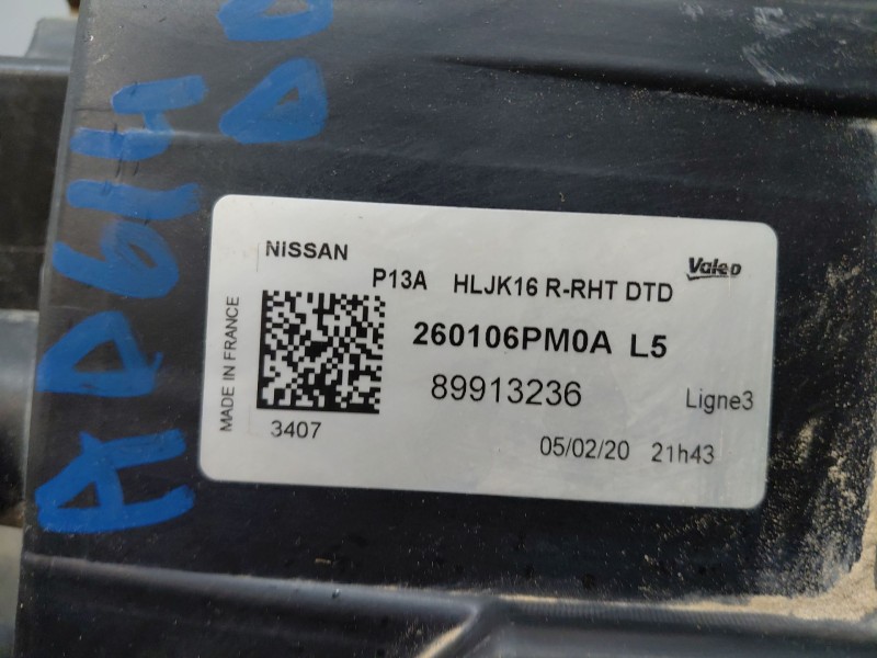 Recambio de faro derecho para nissan juke (f16) tekna referencia OEM IAM   