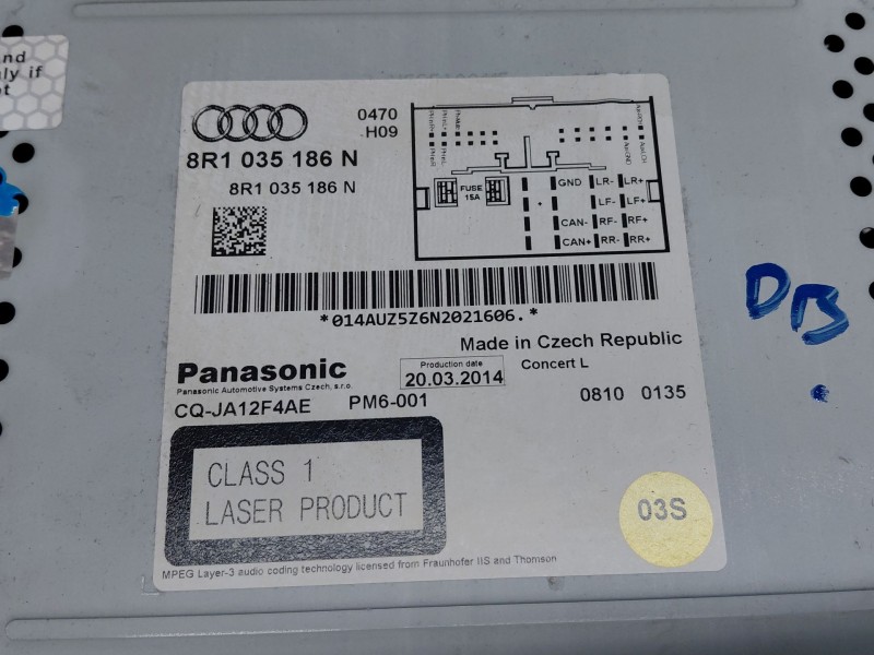 Recambio de sistema audio / radio cd para audi a4 ber. (b8) multitronic referencia OEM IAM 8R1057186NX 8R1035186N 