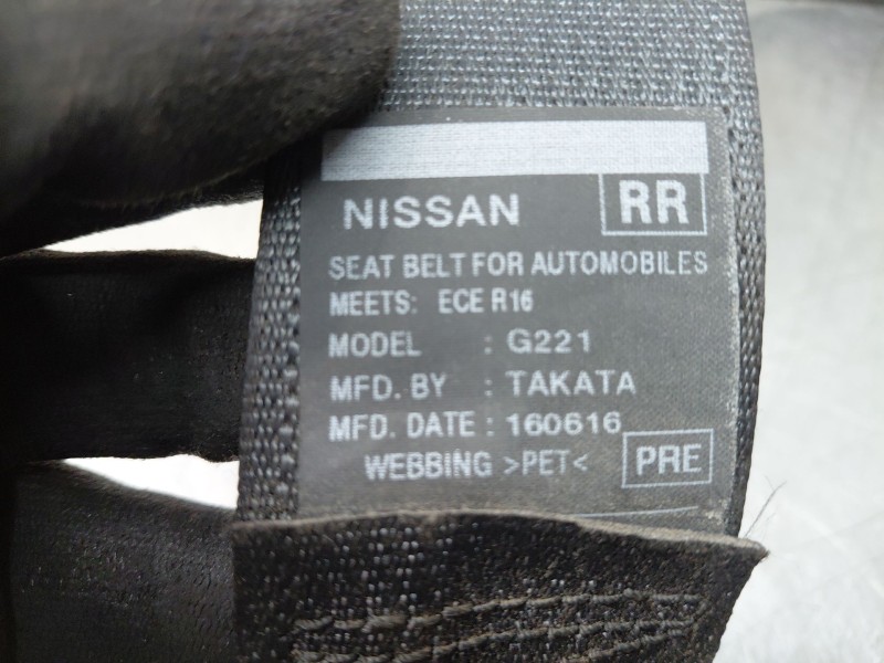 Recambio de cinturon seguridad trasero derecho para nissan navara pick-up (np300) 4x4 referencia OEM IAM 888844KJ0A  