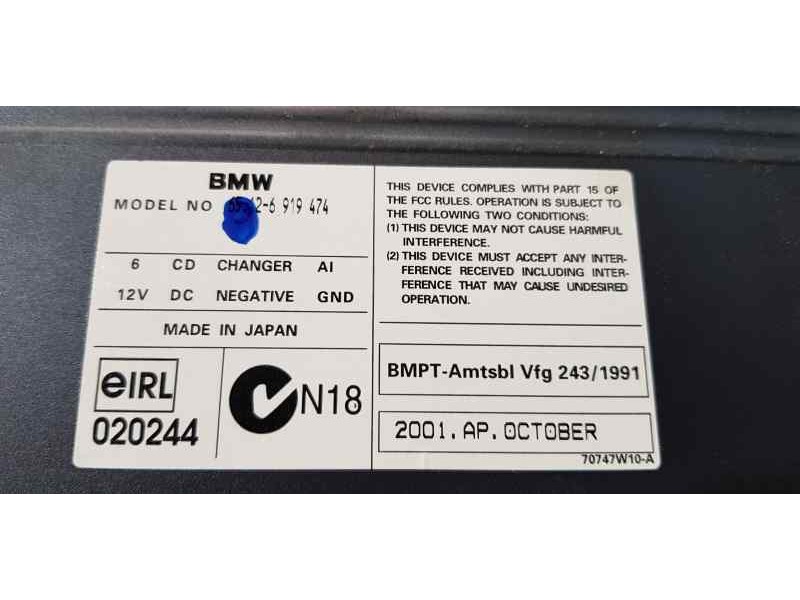 Recambio de sistema audio / radio cd para bmw serie 7 (e65/e66) 735i referencia OEM IAM 6919474   Recambio de sistema audio / radio cd para bmw serie 7 (e65/e66) 735i referencia OEM IAM 6919474