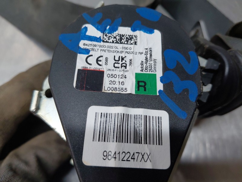 Recambio de cinturon seguridad trasero derecho para peugeot 2008 (p2) allure referencia OEM IAM   