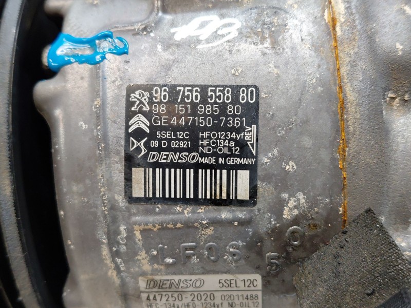 Recambio de compresor aire acondicionado para peugeot 2008 (p2) bluehdi referencia OEM IAM 9815198580 9675655880 