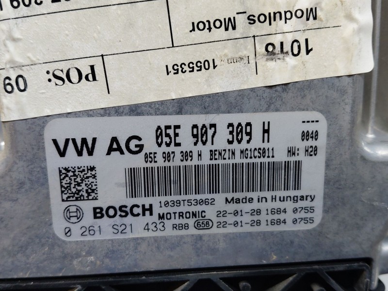 Recambio de centralita motor uce para volkswagen t-roc r-line referencia OEM IAM 05E907309H 0261S21433 