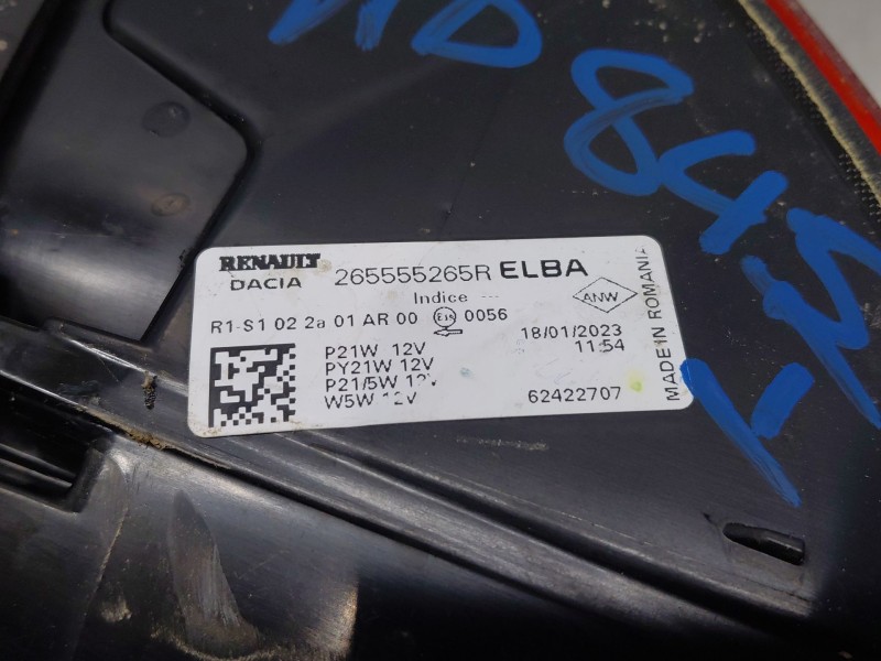 Recambio de piloto trasero izquierdo para dacia sandero iii driving referencia OEM IAM 265555265R  