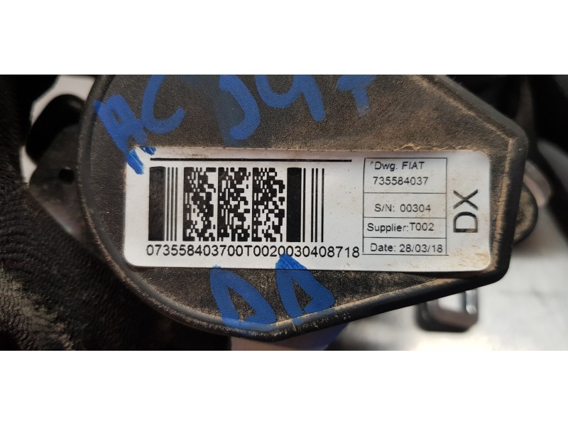 Recambio de cinturon seguridad delantero derecho para fiat doblo ii cargo (263) furgón base referencia OEM IAM 735584037  