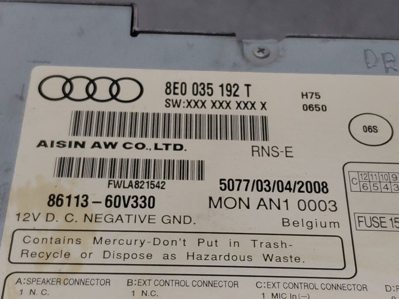 Recambio de sistema audio / radio cd para audi a4 b7 (8ec) 2.0 tfsi quattro referencia OEM IAM 8E0035192T  