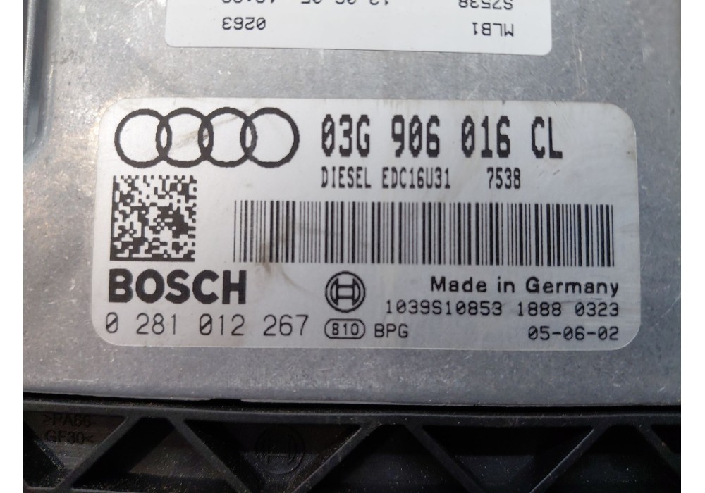 Recambio de centralita motor uce para audi a4 b7 (8ec) 2.0 tfsi quattro referencia OEM IAM 03G906016CL  