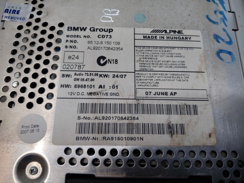 Recambio de sistema audio / radio cd para bmw 3 (e90) 318 d referencia OEM IAM 65129150109  