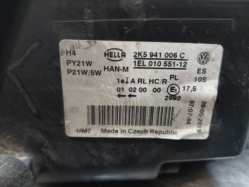 Recambio de faro derecho para volkswagen caddy ka/kb (2c) monospace referencia OEM IAM 2K5941006C  