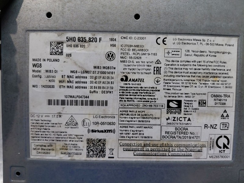 Recambio de sistema audio / radio cd para volkswagen golf viii lim. (cd1) bluemotion referencia OEM IAM   