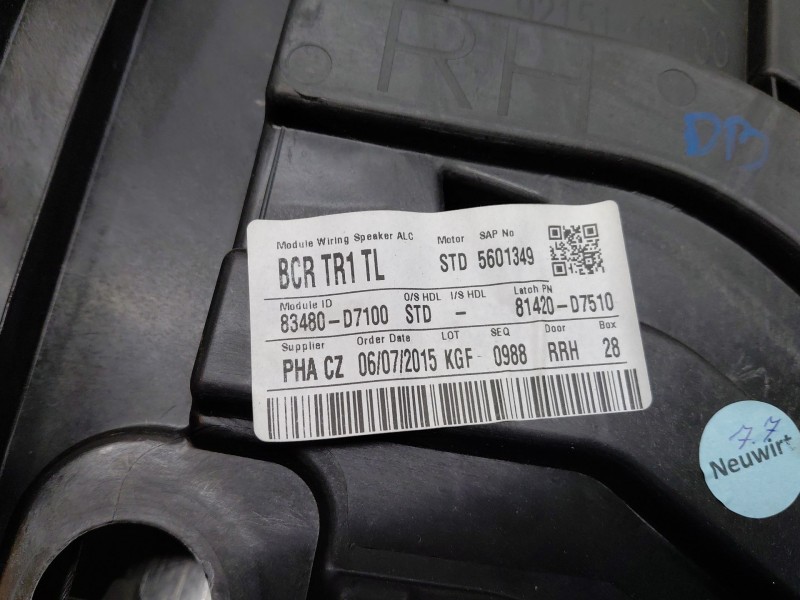 Recambio de elevalunas trasero derecho para hyundai tucson (tl, tle) 1.7 crdi referencia OEM IAM 82460D7000 83480D7100 