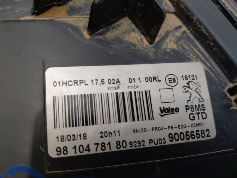 Recambio de faro izquierdo para peugeot 5008 allure referencia OEM IAM 1616878180 9810478180 