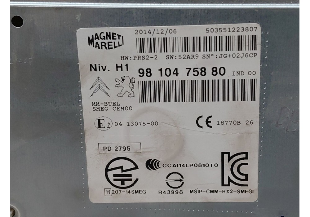 Recambio de sistema audio / radio cd para citroën c4 cactus 1.2 vti 82 referencia OEM IAM 9810475880  