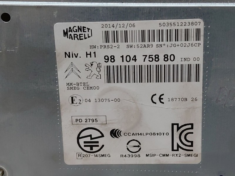 Recambio de sistema audio / radio cd para citroën c4 cactus 1.2 vti 82 referencia OEM IAM 9810475880  