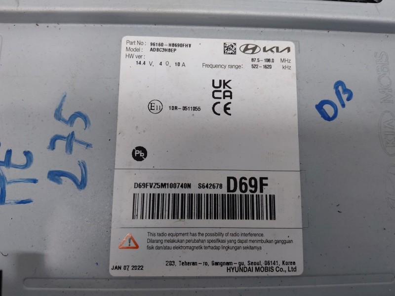 Recambio de pantalla multifuncion para kia stonic (ybcuv) drive referencia OEM IAM   