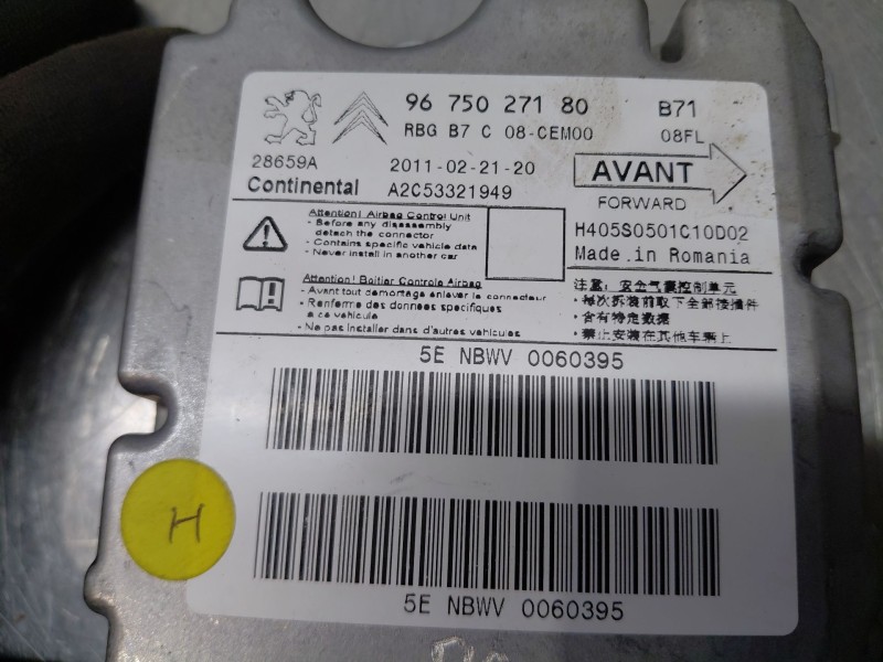 Recambio de centralita airbag para citroën c4 ii (nc_) 1.6 hdi 90 referencia OEM IAM 9675027180  