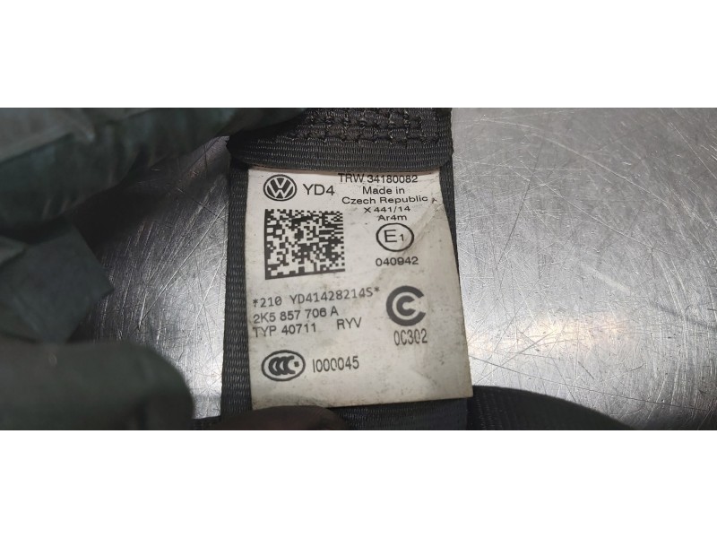 Recambio de cinturon seguridad delantero derecho para volkswagen caddy ka/kb (2c) kasten bluemotion referencia OEM IAM 2K5857706